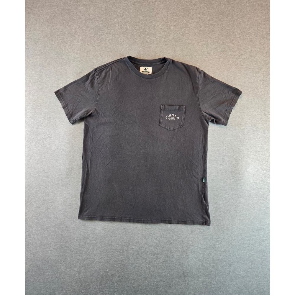 Vissla Pocket Tee Mens XL Charcoal Gray Stoked Unlimited Graphic Surf Streetwear